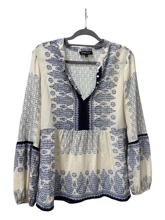 Fifteen Twenty Tops - Fifteen Twenty 100% Silk Blue Ivory Boho Print Tunic Blouse size Medium